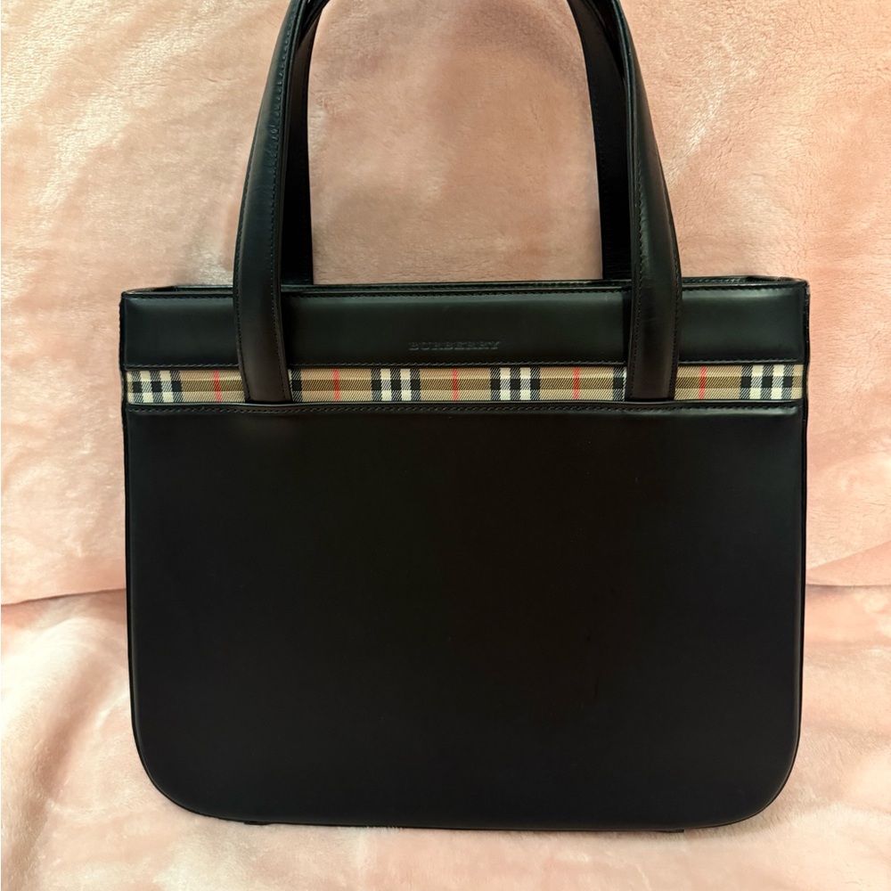 Burberry Black and Check Leather Handbag - Picture 3 of 9